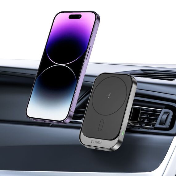 Tech-Protect CW19 MagSafe magnetic car holder with 15W inductive charger for air vent - black | Techbox