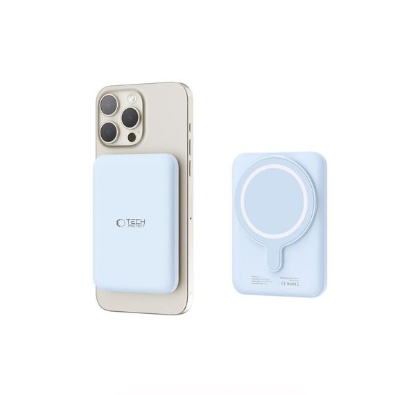 Tech-Protect LifeMag PB10 Powerbank with MagSafe 5000mAh 15W USB-C port - blue + USB-C cable - Powerbanks - Smartphone Chargers - Techbox