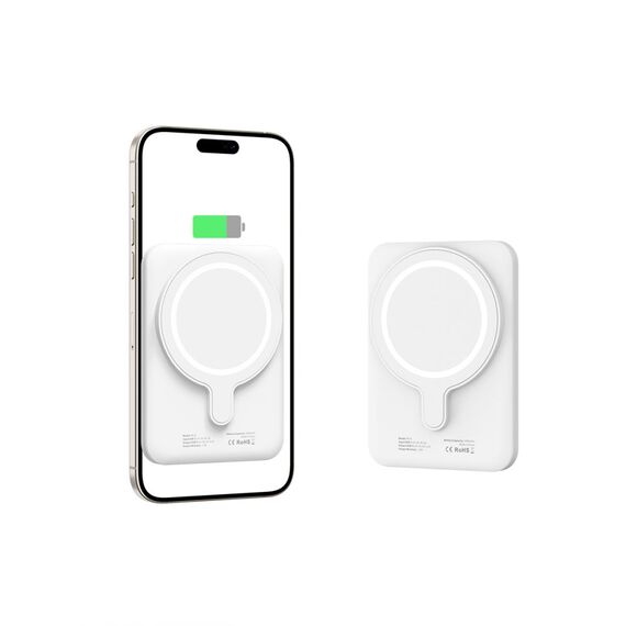 Tech-Protect LifeMag PB10 Powerbank with MagSafe 5000mAh 15W USB-C port - white + USB-C cable - Powerbanks - Smartphone Chargers - Techbox
