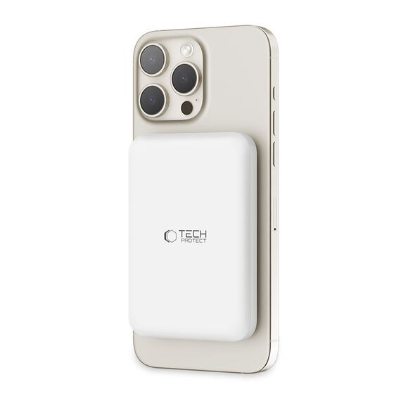 Tech-Protect LifeMag PB10 Powerbank with MagSafe 5000mAh 15W USB-C port - white + USB-C cable - Powerbanks - Smartphone Chargers - Techbox