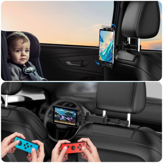 Tech-Protect V1 Telescopic Car Headrest Phone Holder - Black - Smartphone Holders - Smartphones - Techbox