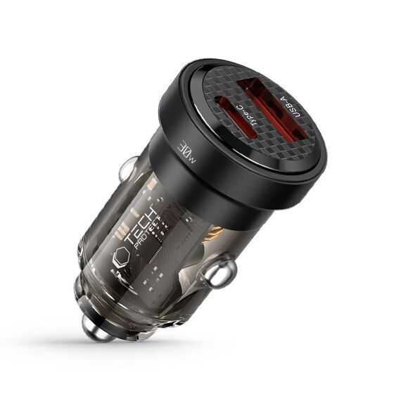 Tech-Protect CC30W Car Charger USB-C PD 30W / USB-A QC 3.0 - Black | Techbox