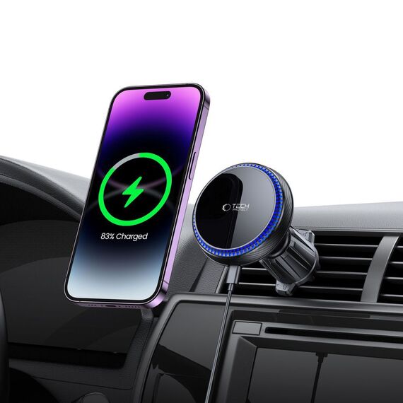 Tech-Protect MM15W-V4 Car Phone Holder with MagSafe 15W Inductive Charger for Air Vent - Black - Car Chargers - Smartphone Chargers - Techbox