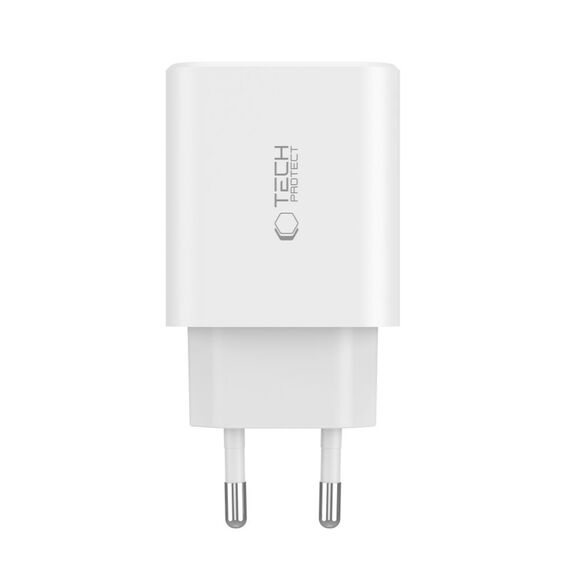 Tech-Protect NC30W network charger 2x USB-C PD 30W / USB-A QC 3.0 - white - Travel Chargers - Smartphone Chargers - Techbox