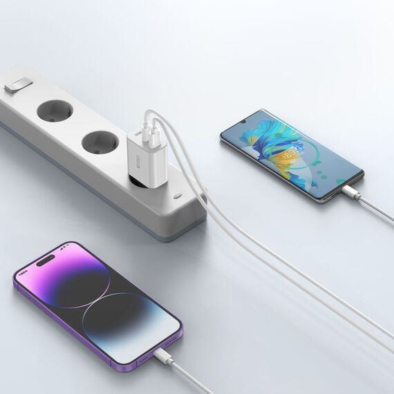 Tech-Protect NC30W network charger 2x USB-C PD 30W / USB-A QC 3.0 - white - Travel Chargers - Smartphone Chargers - Techbox