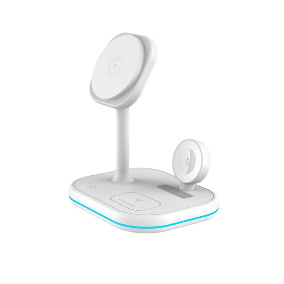 Tech-Protect QI15W-A27 3-in-1 inductive charger with MagSafe stand for smartphone / Apple Watch / AirPods - white | Techbox