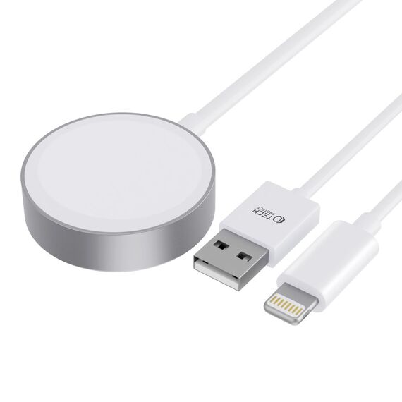 Tech-Protect UltraBoost 2in1 Magnetic Charger with USB-C / Lightning Cables for Apple Watch 1.5m - White | Techbox