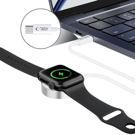 Tech-Protect UltraBoost Magnetic Inductive Charger with USB-C Connector for Apple Watch 1.2m - White | Techbox