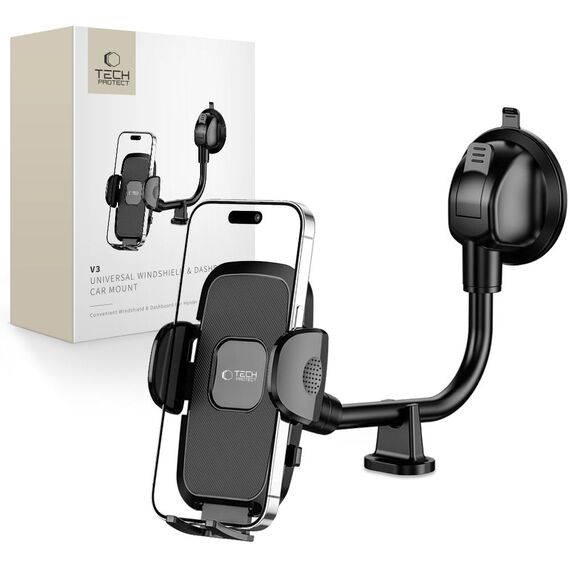 Tech-Protect V3 Long Arm Car Phone Holder for Windshield/Cockpit - Black | Techbox