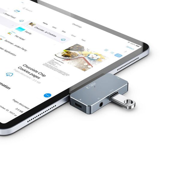HUB Tech-Protect V6 4in1 USB-C - USB-A 3.0 / USB-C PD100W / HDMI / mini jack 3.5mm - gray | Techbox