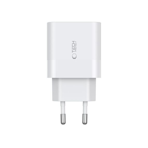 Tech-Protect C20W 2x USB-C PD 20W charger with USB-C / USB-C cable - white - Travel Chargers - Smartphone Chargers - Techbox