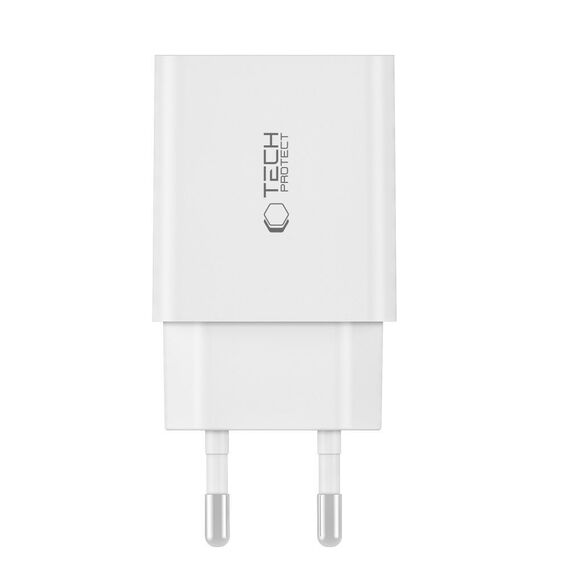 Tech-Protect C35W 2x USB-C PD 35W Wall Charger with USB-C / Lightning Cable - White - Travel Chargers - Smartphone Chargers - Techbox
