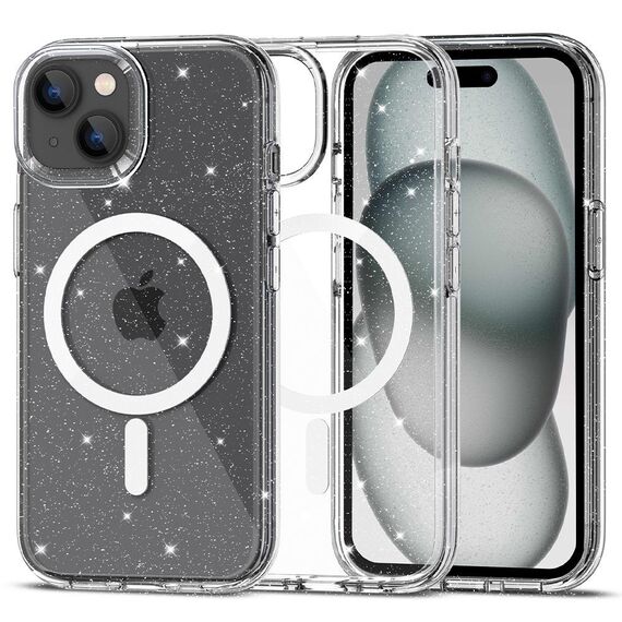Tech-Protect FlexAir Hybrid MagSafe iPhone 15 Case - Clear Glitter | Techbox