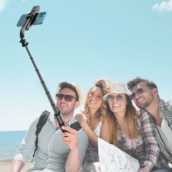 Tech-Protect L05S Bluetooth Selfie Stick with Tripod up to 105cm with LED Light - Black - Cameras Accessories - Action Cameras - Techbox