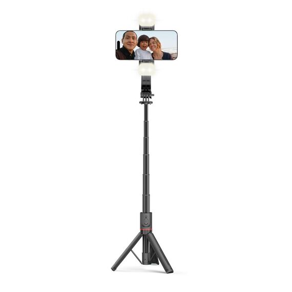 Tech-Protect L05S Bluetooth Selfie Stick with Tripod up to 105cm with LED Light - Black - Cameras Accessories - Action Cameras - Techbox