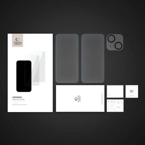 Tech-Protect Supreme Set for iPhone 15 2x tempered glass for display / tempered glass for camera | Techbox