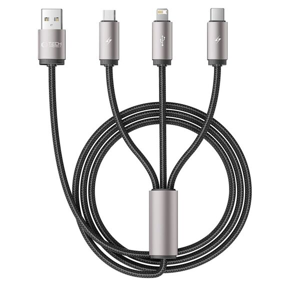 Tech-Protect UltraBoost 3in1 USB-A - Lightning / USB-C / micro USB 3.5A cable 1m - gray - Cables & Adapters - Cables & Accessories - Techbox