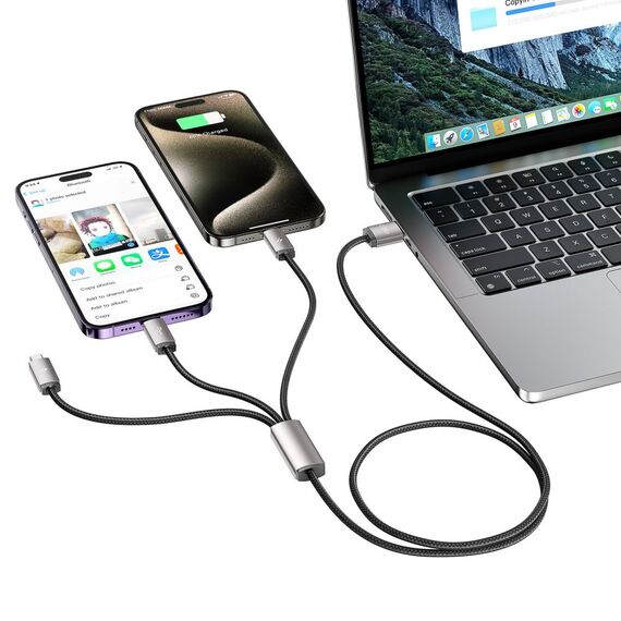 Tech-Protect UltraBoost 3in1 USB-A - Lightning / USB-C / micro USB 3.5A cable 1m - gray - Cables & Adapters - Cables & Accessories - Techbox
