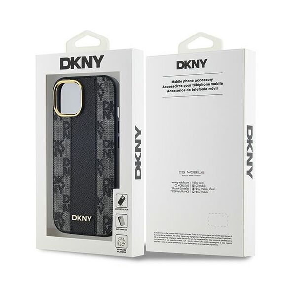 DKNY Leather Checkered Mono Pattern MagSafe Case for iPhone 14/15/13 - Black - Uncategorized Cases (2) - Cases - Techbox