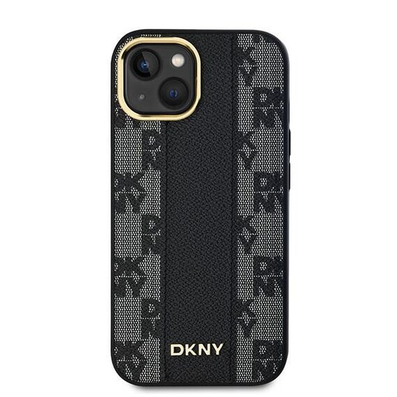 DKNY Leather Checkered Mono Pattern MagSafe Case for iPhone 15/14/13 - Black - Uncategorized Cases (2) - Cases - Techbox