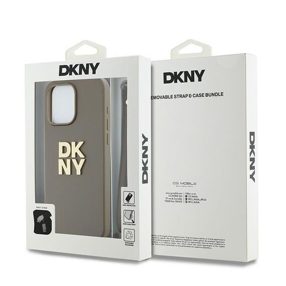 DKNY Wrist Strap Stock Logo case for iPhone 15 Pro - beige | Techbox