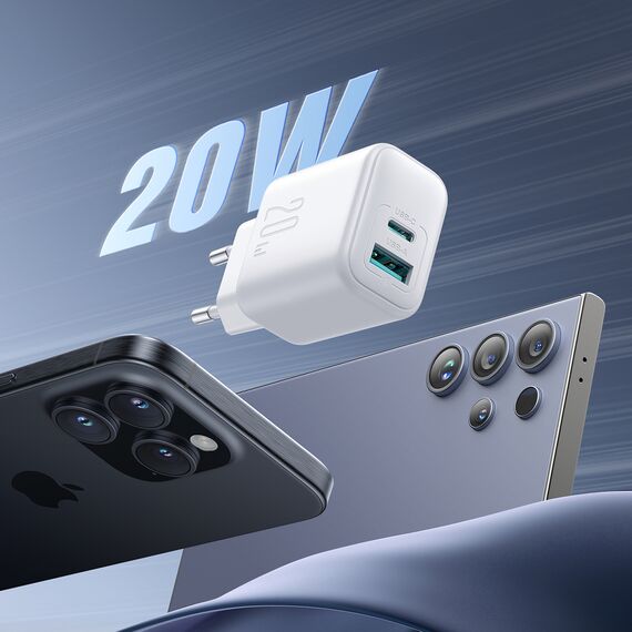 Joyroom JR-TCF21 network charger USB-C / USB-A 20W PD / QC 3.0 - white - Travel Chargers - Smartphone Chargers - Techbox