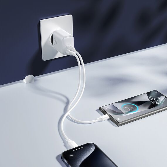 Joyroom JR-TCF21 network charger USB-C / USB-A 20W PD / QC 3.0 - white - Travel Chargers - Smartphone Chargers - Techbox