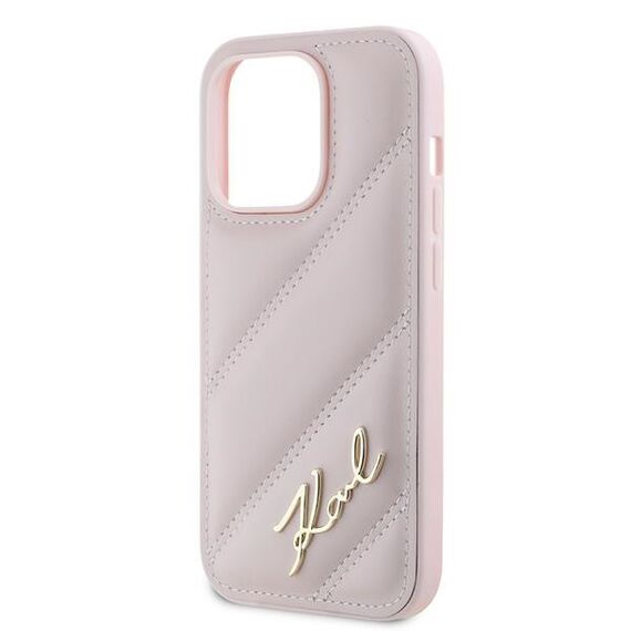 Karl Lagerfeld Diagonal Quilted Script case for iPhone 14 Pro - pink | Techbox