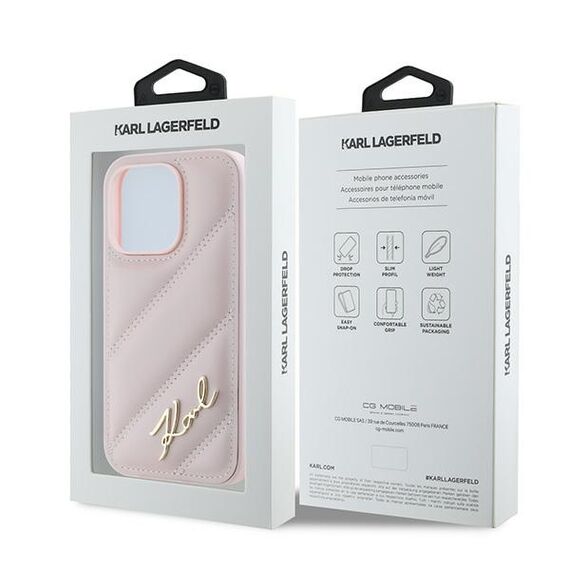 Karl Lagerfeld Diagonal Quilted Script case for iPhone 14 Pro - pink | Techbox