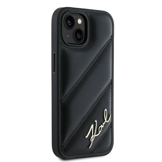 Karl Lagerfeld Diagonal Quilted Script case for iPhone 15 Plus / 14 Plus - black | Techbox