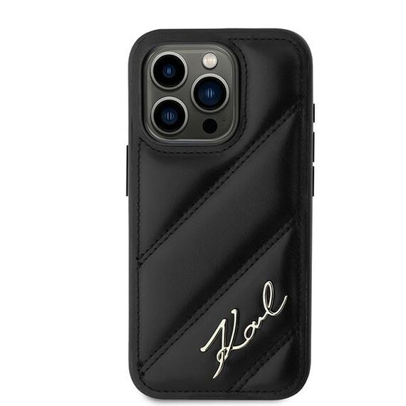 Karl Lagerfeld Diagonal Quilted Script case for iPhone 15 Pro Max - black | Techbox