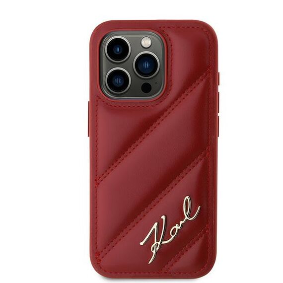 Karl Lagerfeld Diagonal Quilted Script case for iPhone 15 Pro Max - red | Techbox