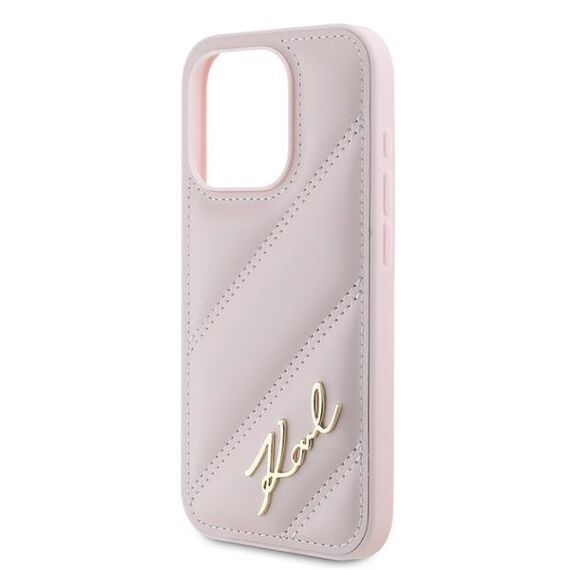 Karl Lagerfeld Diagonal Quilted Script case for iPhone 15 Pro - pink | Techbox