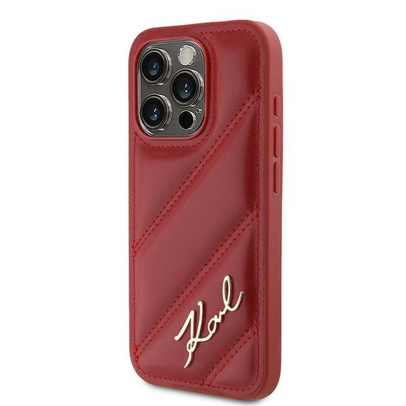 Karl Lagerfeld Diagonal Quilted Script case for iPhone 15 Pro - red | Techbox