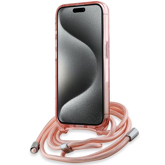 Karl Lagerfeld IML Crossbody Monogram Karl &amp; Choupette Head MagSafe case for iPhone 15 Pro - pink | Techbox
