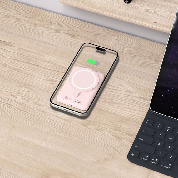 Tech-Protect LifeMag PB10 Powerbank with MagSafe 5000mAh 15W USB-C port - pink + USB-C cable - Powerbanks - Smartphone Chargers - Techbox