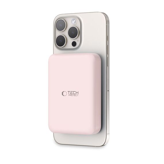 Tech-Protect LifeMag PB11 Powerbank with MagSafe 10000mAh 15W USB-C port - pink + USB-C cable - Powerbanks - Smartphone Chargers - Techbox