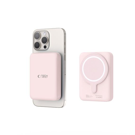 Tech-Protect LifeMag PB11 Powerbank with MagSafe 10000mAh 15W USB-C port - pink + USB-C cable - Powerbanks - Smartphone Chargers - Techbox