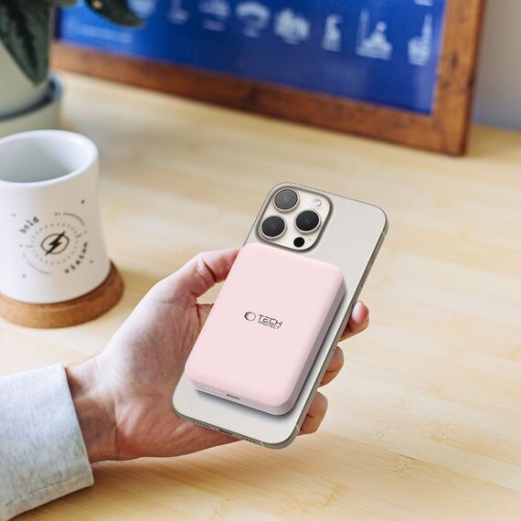 Tech-Protect LifeMag PB11 Powerbank with MagSafe 10000mAh 15W USB-C port - pink + USB-C cable - Powerbanks - Smartphone Chargers - Techbox