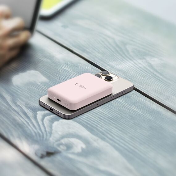 Tech-Protect LifeMag PB11 Powerbank with MagSafe 10000mAh 15W USB-C port - pink + USB-C cable - Powerbanks - Smartphone Chargers - Techbox