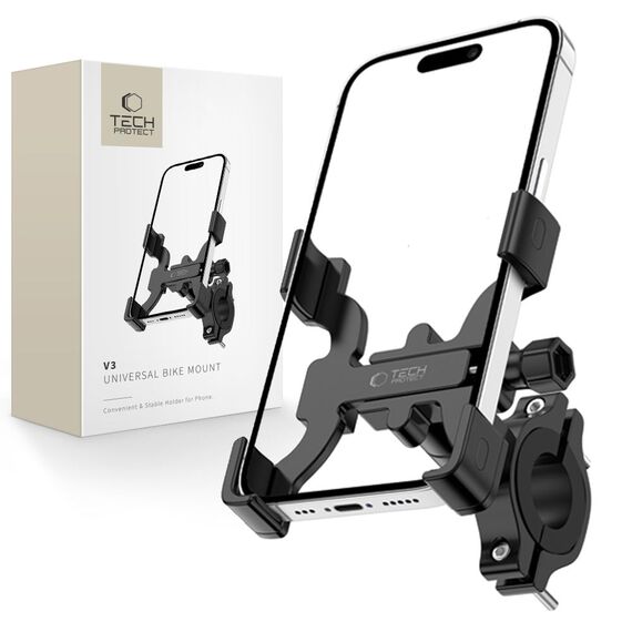 Tech-Protect V3 bicycle phone holder on the handlebar - black - Smartphone Holders - Smartphones - Techbox