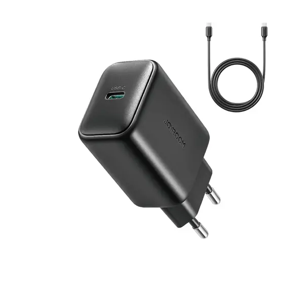 Joyroom JR-TCF23 network charger USB-C 25W SFC / PPS / PD - black + USB-C / USB-C cable 1m | Techbox