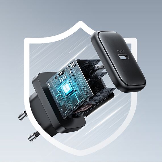 Joyroom JR-TCF23 network charger USB-C 25W SFC / PPS / PD - black + USB-C / USB-C cable 1m | Techbox