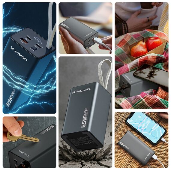 Powerbank Wozinsky K65+ 65W 30000mAh 2x USB-C, 1x USB-A 65W - black | Techbox