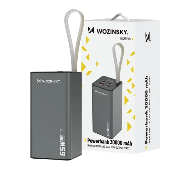 Powerbank Wozinsky K65+ 65W 30000mAh 2x USB-C, 1x USB-A 65W - black | Techbox