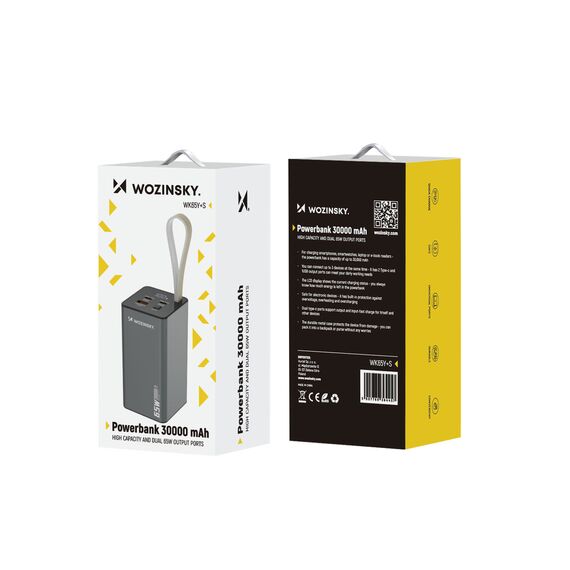 Powerbank Wozinsky K65+ 65W 30000mAh 2x USB-C, 1x USB-A 65W - black | Techbox