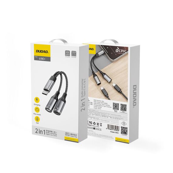 Dudao L13C+ 2in1 USB-C Adapter - Gray - Cables & Adapters - Cables & Accessories - Techbox