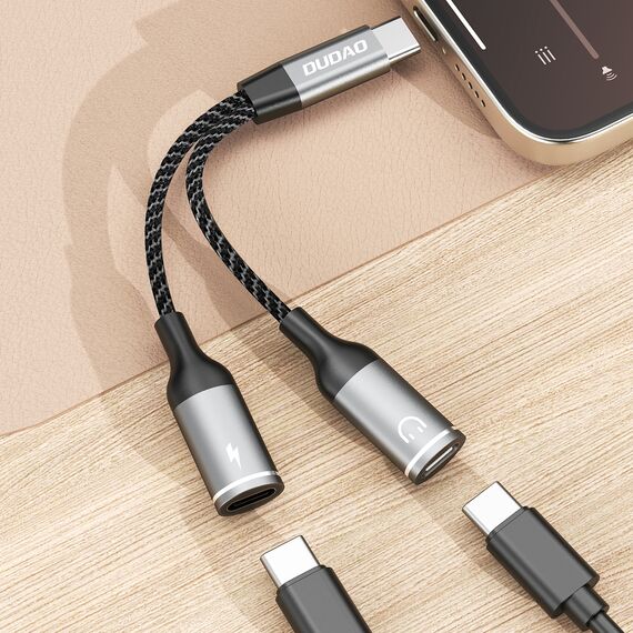 Dudao L13C+ 2in1 USB-C Adapter - Gray - Cables & Adapters - Cables & Accessories - Techbox