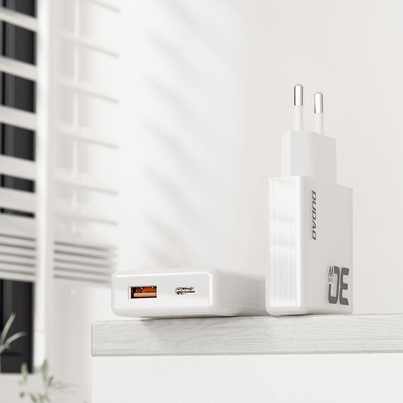 GaN Dudao A30EU 30W USB-A / USB-C Wall Charger - White - Travel Chargers - Smartphone Chargers - Techbox