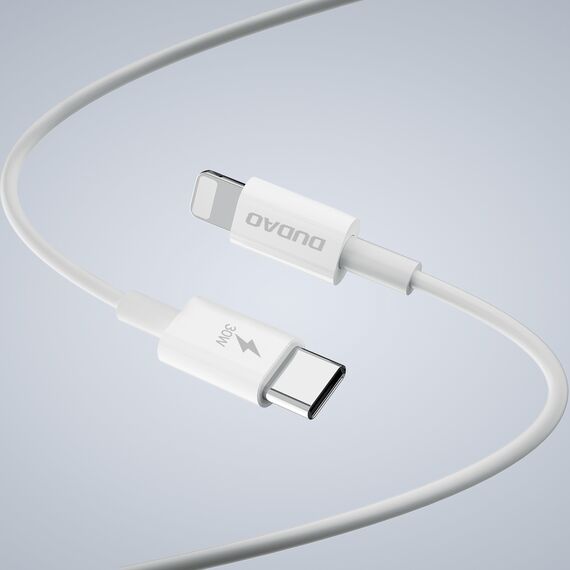 GaN Dudao A30EUL 30W USB-A / USB-C Wall Charger + USB-C - Lightning Cable - White | Techbox